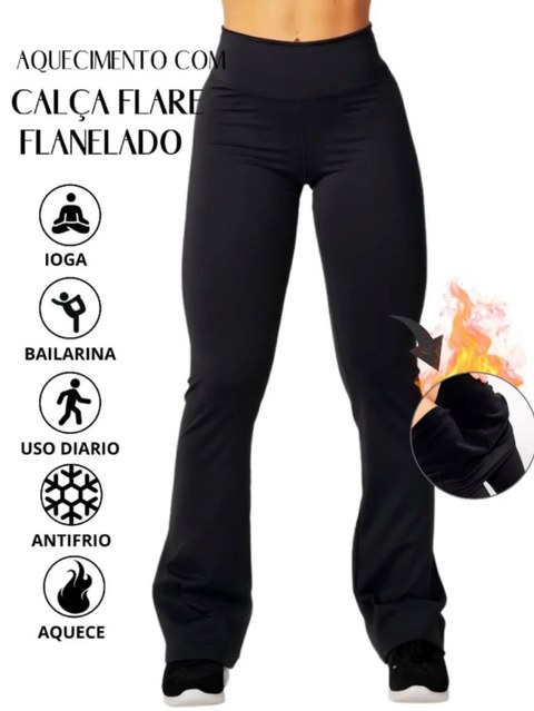 Calça Flare Bailarina Flanelada Térmica Antifrio Forrada