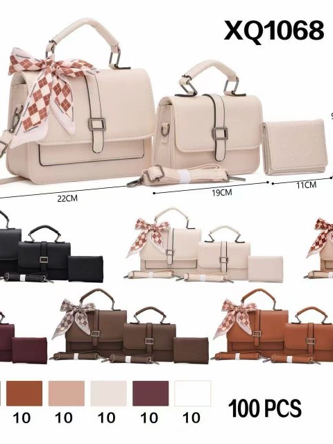 Conjunto feminino elegante com bolsa e lenço.1068
