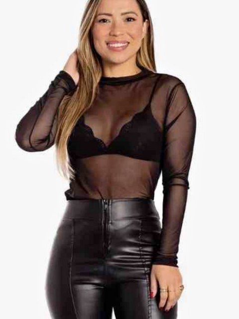 Body tule manga longa