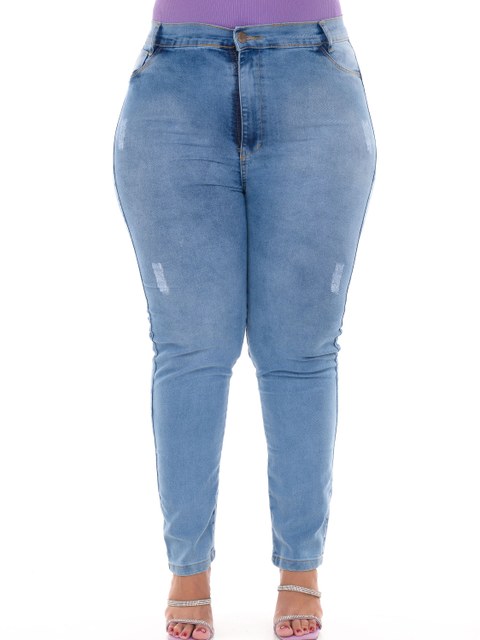 Calca plus jeans feminina CLARA lisa com lycra