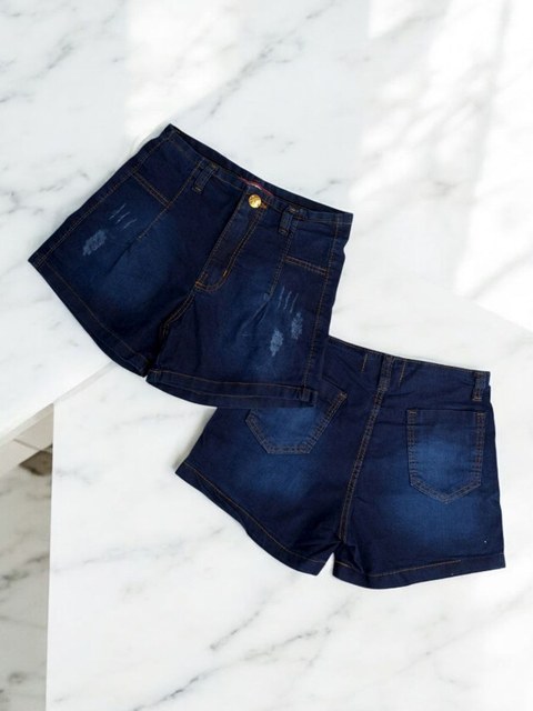 Short feminina jeans com lycra escura