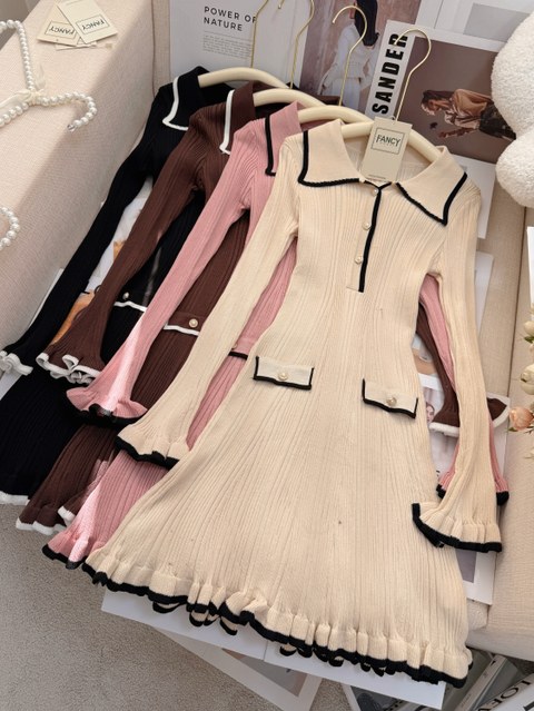 Fancy kids vestido tricô modal