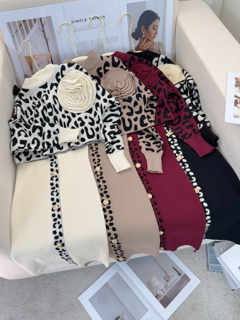 Fancy kids conjunto onça blusa com vestido