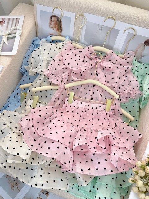 Fancy kids conjunto coração blusa com saia