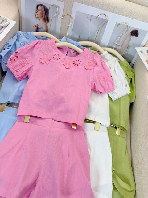 Fancy kids conjunto flor linho blusa com short