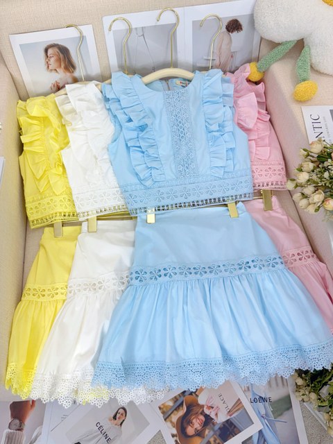 Fancy kids conjunto cropped com saia