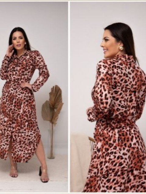 vestido chamise longo de manga com bolso