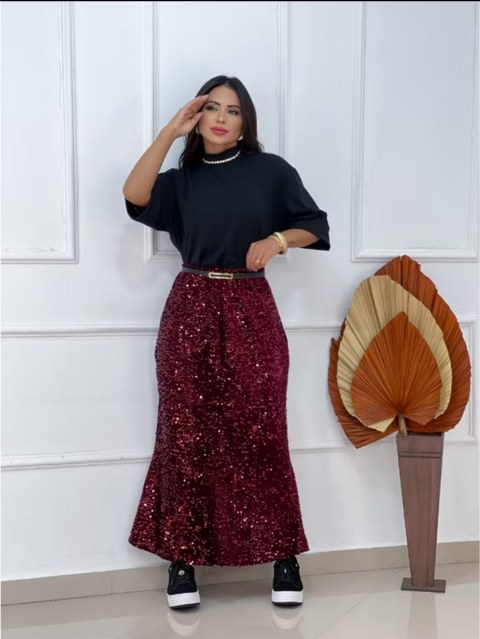 Saia de paetê midi sereia