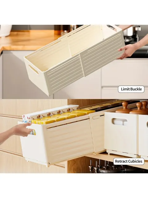 Kit 4 Cesto Organizador Retrátil Com Gaveta e Alça Multiuso