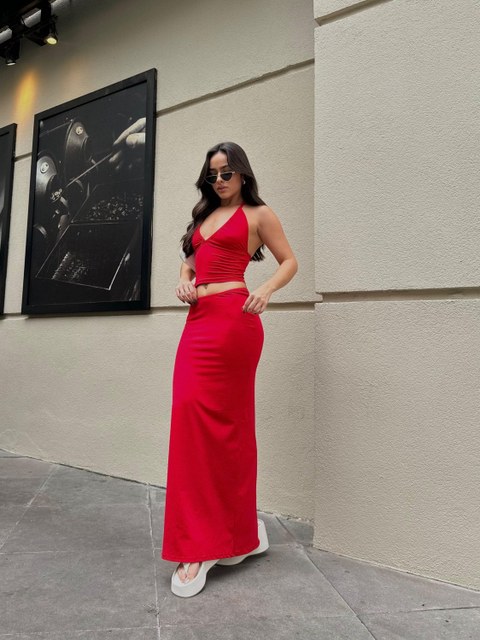 Saia Gisele Longa Poliamida Costura Reforçada