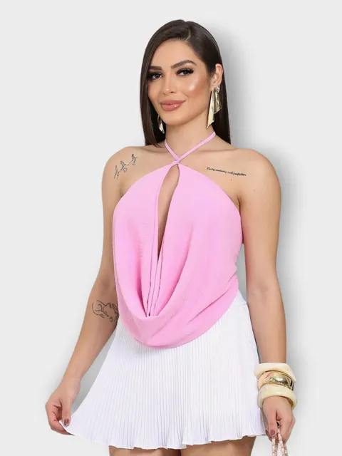 Blusa Cropped Multifomas Estilo Lenço Costa Nua