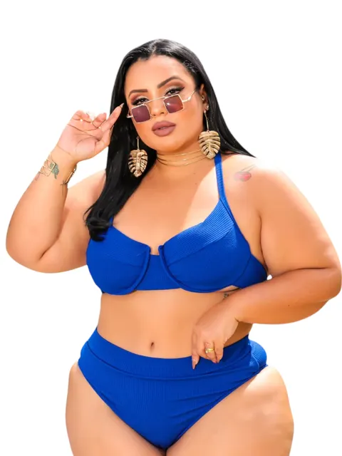 Biquíni Plus Size Meia Taça Hot Pant Com Bojo Canelado