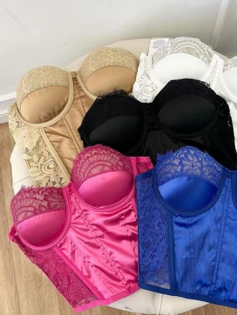 Corset cetim e renda