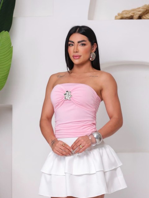 Cropped tomara que caia fivela orgânica