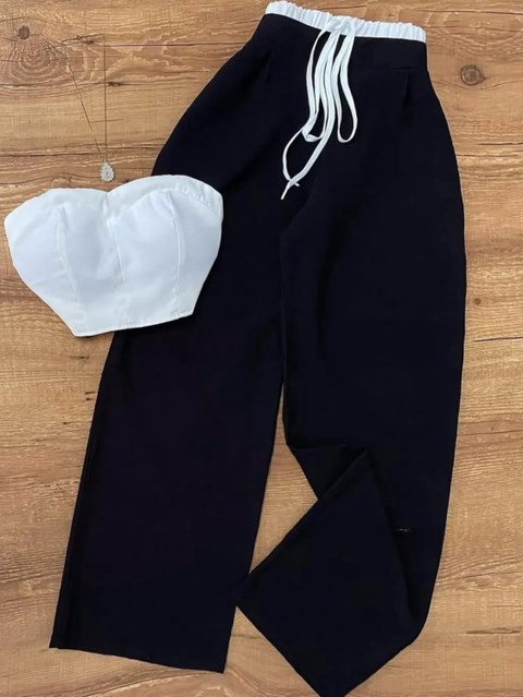 Calça duplo cos marrante pantalona