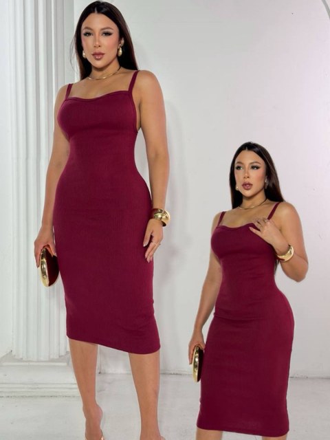 Vestido Midi Feminino Decote Coração