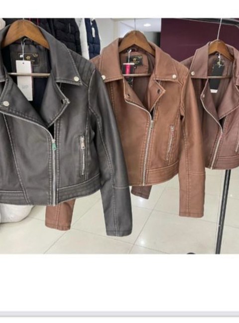 JAQUETA FEMININA EM COURO ECOLÓGICO PU