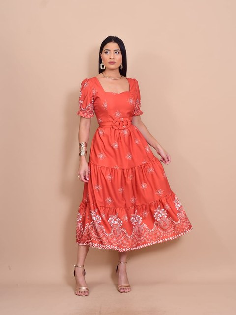 vestido midi crepinho lastex na costa manga curto 33182