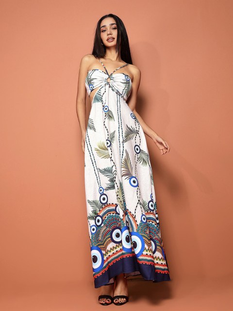 Vestido estampado boêmio