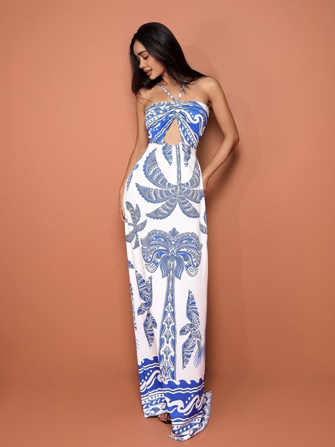 Vestido estampado estilo boêmio