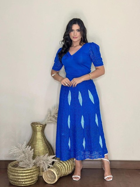 Conjunto Longo de Rayon Bandagem Rendado