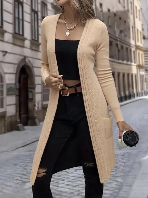 Casaco feminino aberto Comprido C/Bolsos D526/538