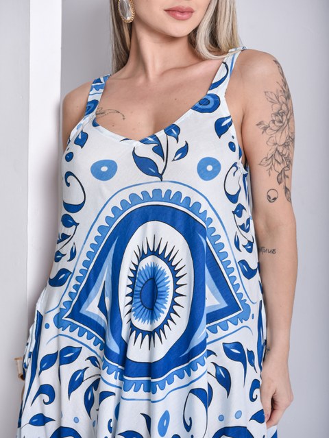 Vestido Trapézio Feminino Luxo Olho Grego