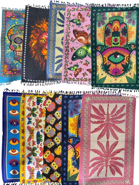 Kit 10 Cangas Sortidas Estampadas em Poliéster