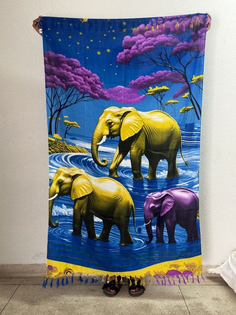 Canga De Praia E Piscina Lindas Estampas Elefantes Grande