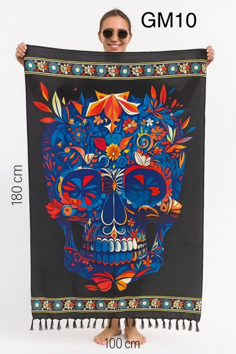 Canga De Praia E Piscina Lindas Estampas Caveira Grande