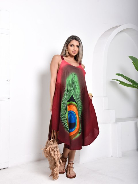 Vestido Feminino Longo Casual Indiano Praia Verão Viscose