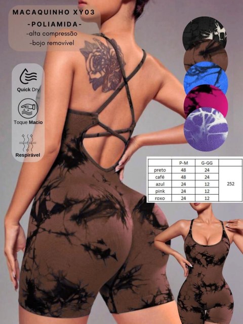 Macaquinho Fitness Poliamida