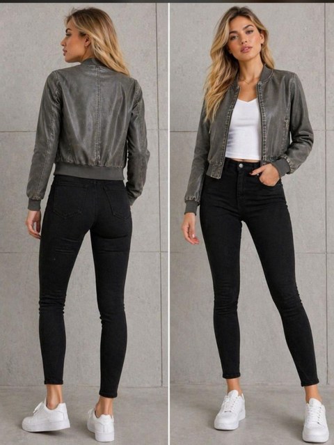 Jaqueta de couro destonada