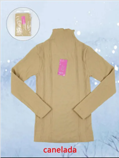 12 pcs Blusa Termica Canelada com Gola Alta ESP-88995