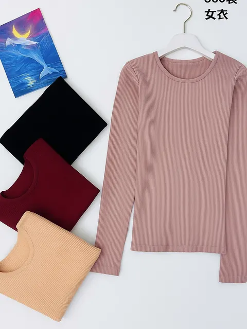 12 pcs Blusa Termica Canelada com Gola Redonda YH6602