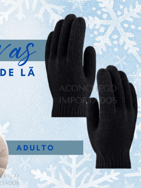 KIT12 Luvas de lã Luvas pretas para homens e mulheres