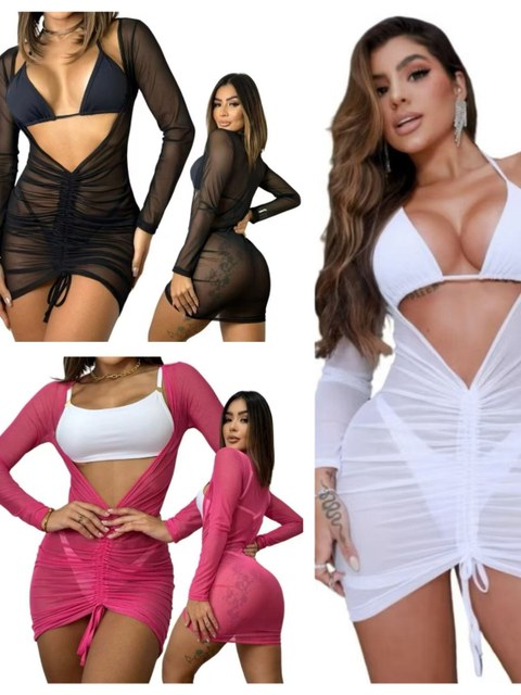 Vestido de praia transparente vestido de tule sexy cover up