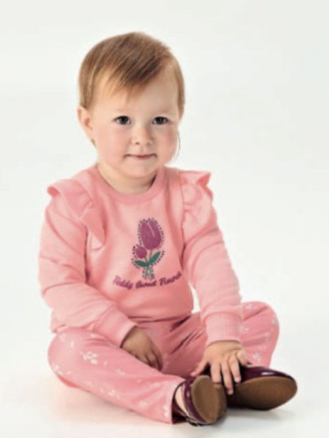Conjunto infantil blusa e calça verde “Teddy Sweet Flower”