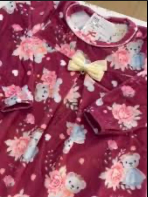 Vestido Infantil Inverno Ursinhas Floral Marsala🌺🧸
