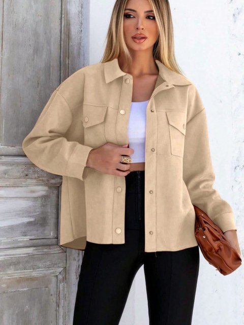 Jaqueta Feminina Suede Over Size com bolso