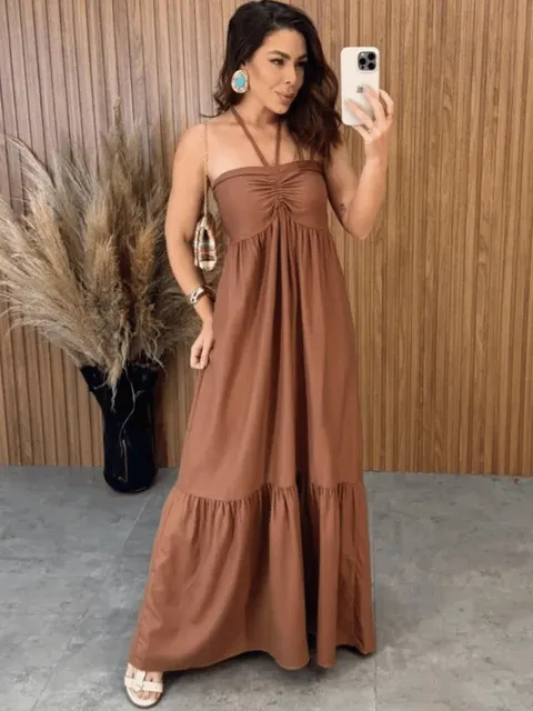 Vestido Longo Tomara que caia Costas elastano