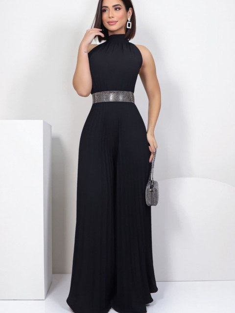 Macacão plissado pantalona