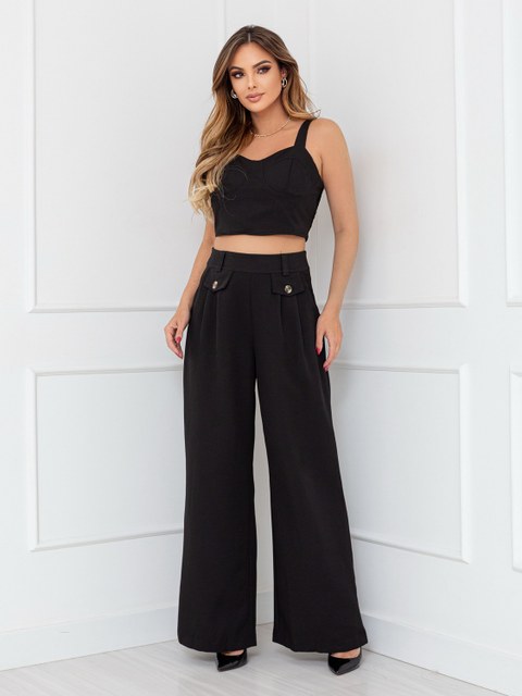 CONJUNTO FEMININO CROPPED E CALCA PANTALONA