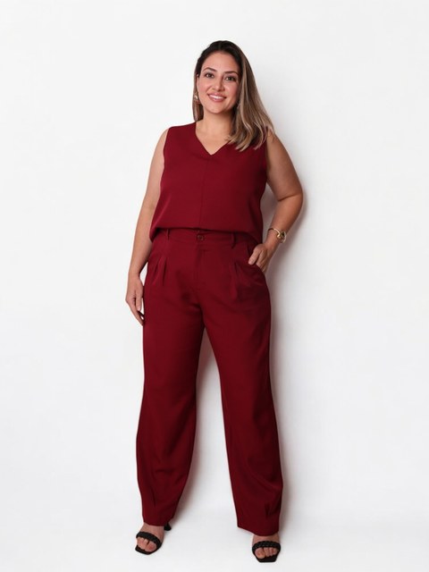 CONJUNTO FEMININO PLUS SIZE ALFAIATARIA REGATA COM CALCA
