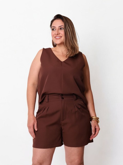 CONJUNTO PLUS SIZE FEMININO ALFAIATARIA REGATA COM SHORT
