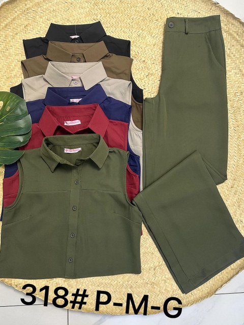 CONJUNTO FEMININO ALFAIATARIA SOCIAL COLETE COM CALÇA