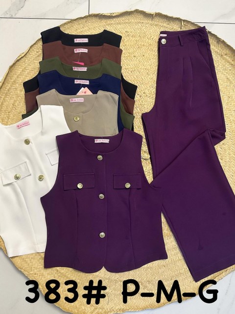 Conjunto feminino alfaiataria Colete com botões e Calça