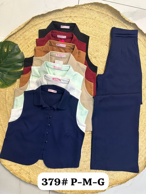 CONJUNTO FEMININO ALFAIATARIA BLUSA E CALCA