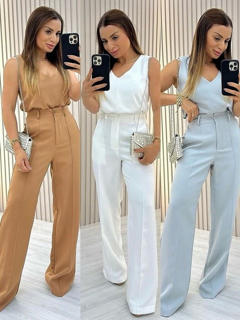 CONJUNTO FEMININO ALFAIATARIA BLUSA E CALCA