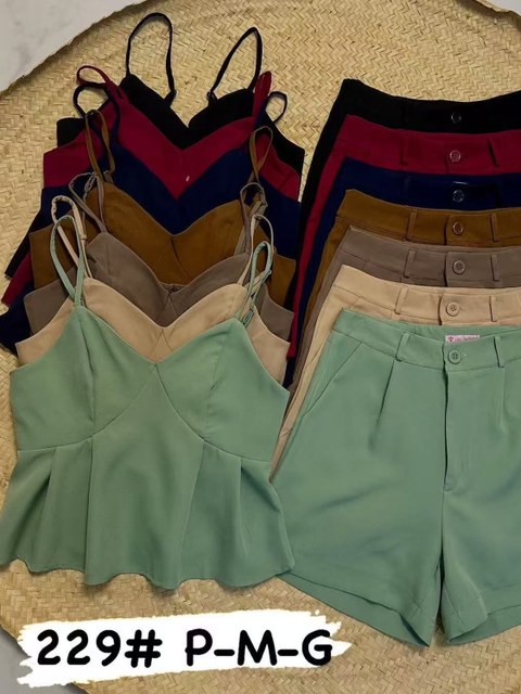 CONJUNTO FEMININO ALFAIATARIA ALCA FINA E SHORT